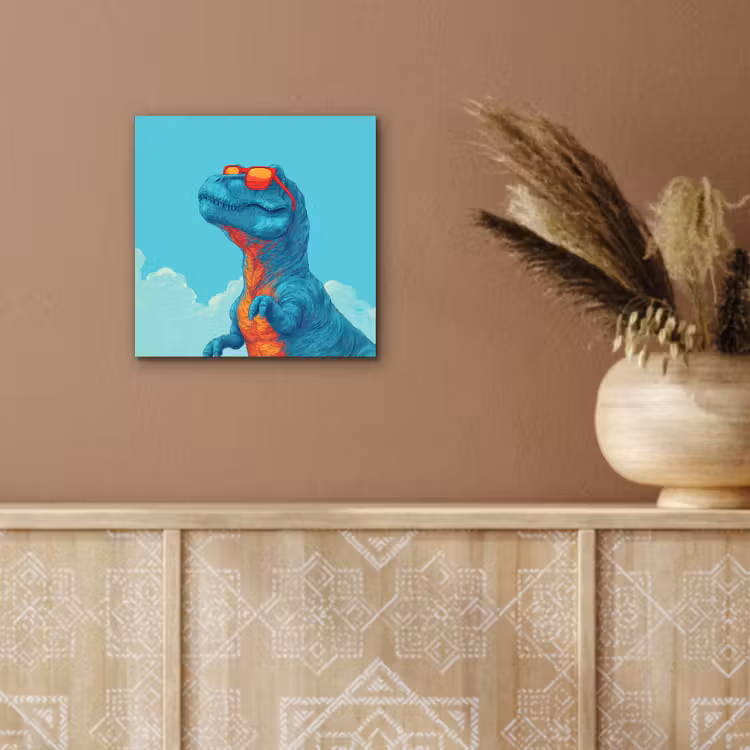 T-Rex - Blauw - Wolken - Zonnebril aluminium wit klein -sfeer4