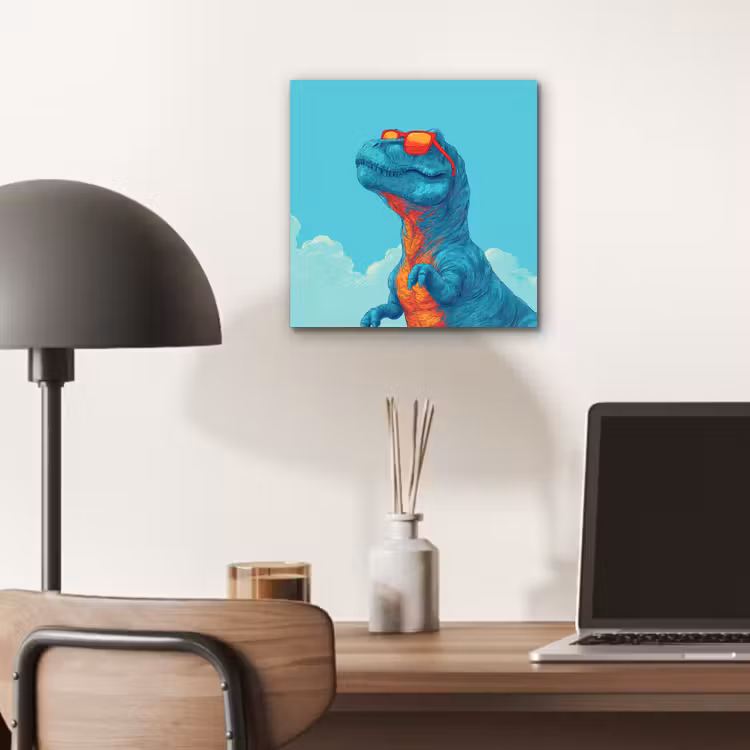 T-Rex - Blauw - Wolken - Zonnebril aluminium wit klein -sfeer5