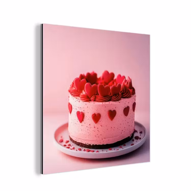 Taart - Hart - Roze aluminium wit klein -3d