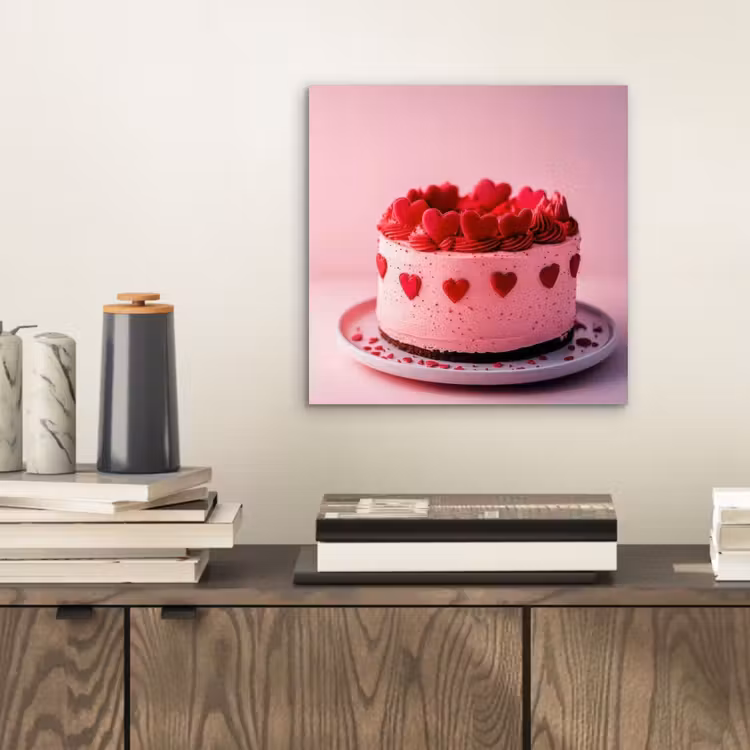 Taart - Hart - Roze aluminium wit klein -sfeer1