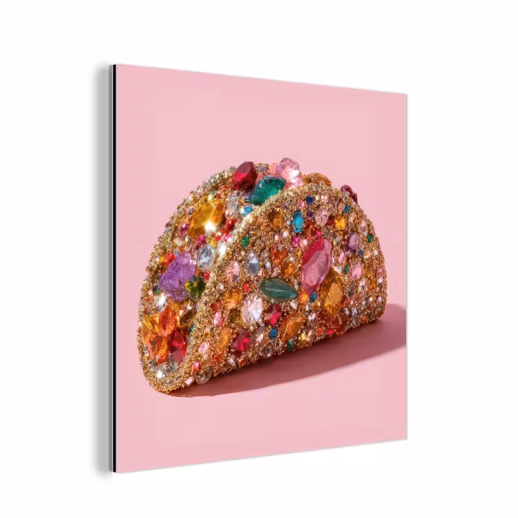 Taco - Kleurrijk - Edelstenen - Goud aluminium wit klein -3d