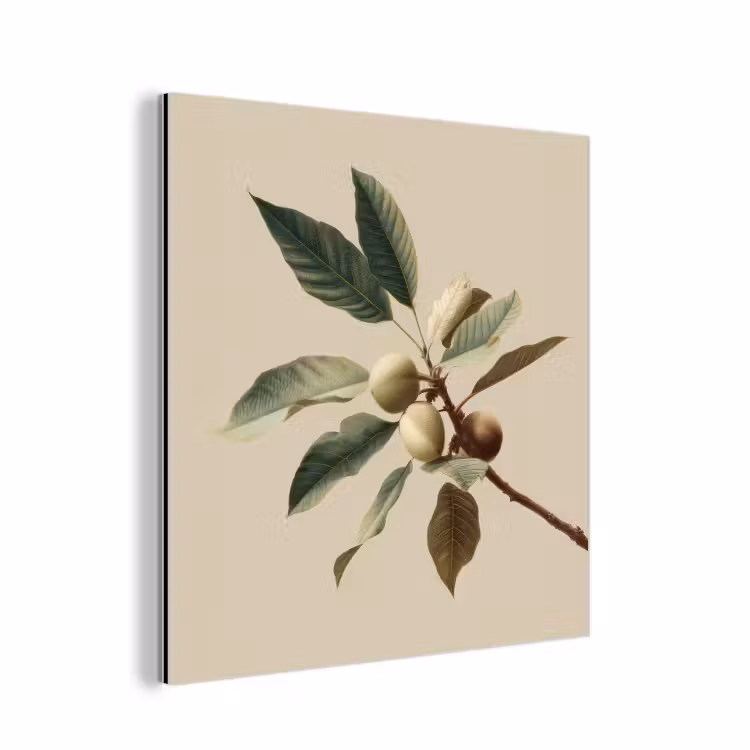 Tak - Groene Bladeren - Vruchten aluminium wit klein -3d