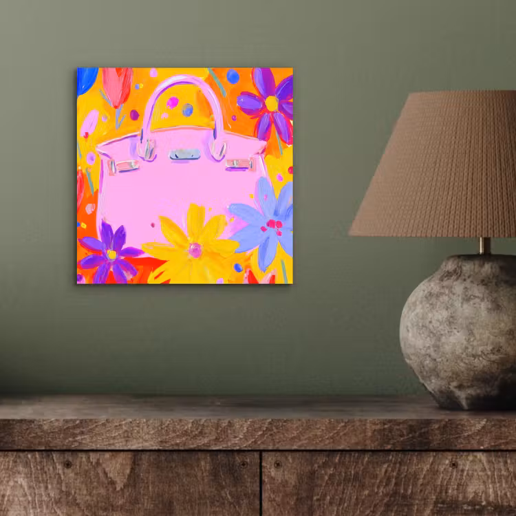Tas - Roze - Bloemen aluminium wit klein -sfeer2