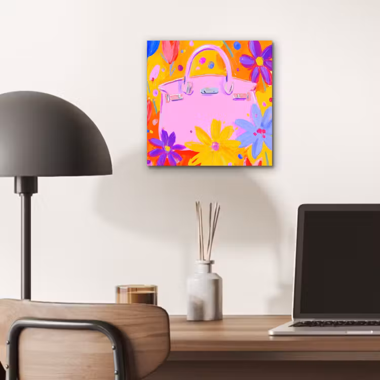 Tas - Roze - Bloemen aluminium wit klein -sfeer5
