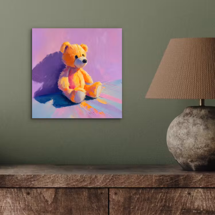 Teddybeer - Schaduw - Penseelstreken - Paars aluminium wit klein -sfeer2