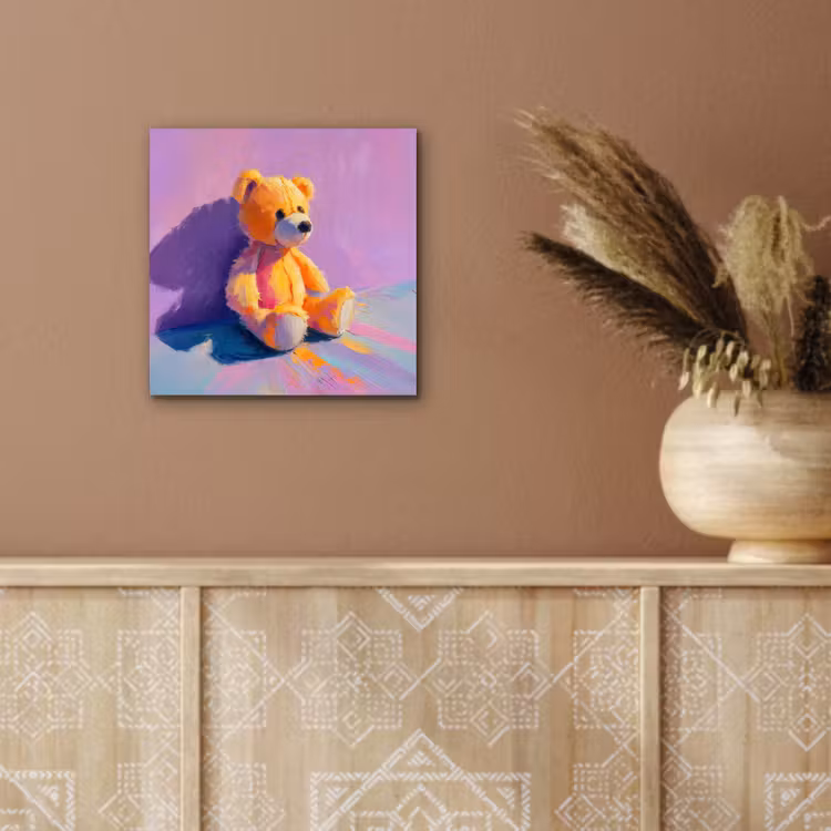Teddybeer - Schaduw - Penseelstreken - Paars aluminium wit klein -sfeer4