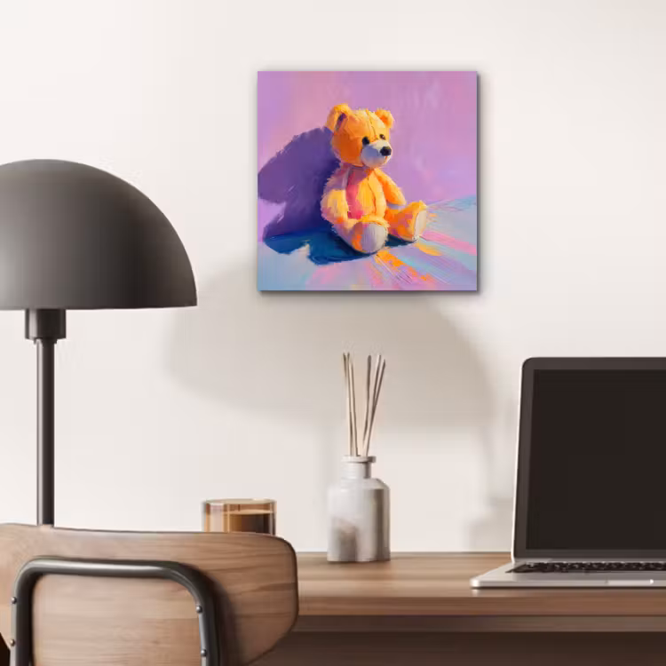 Teddybeer - Schaduw - Penseelstreken - Paars aluminium wit klein -sfeer5