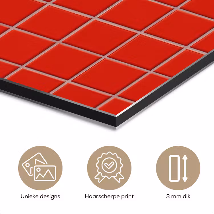 Tegel - Patroon - Kersen - Rood aluminium wit klein 46 -closeup_NL