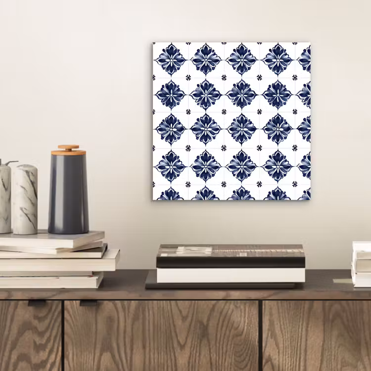 Tegelmotief - Blauw - Wit - Bloem aluminium wit klein 46 -sfeer1