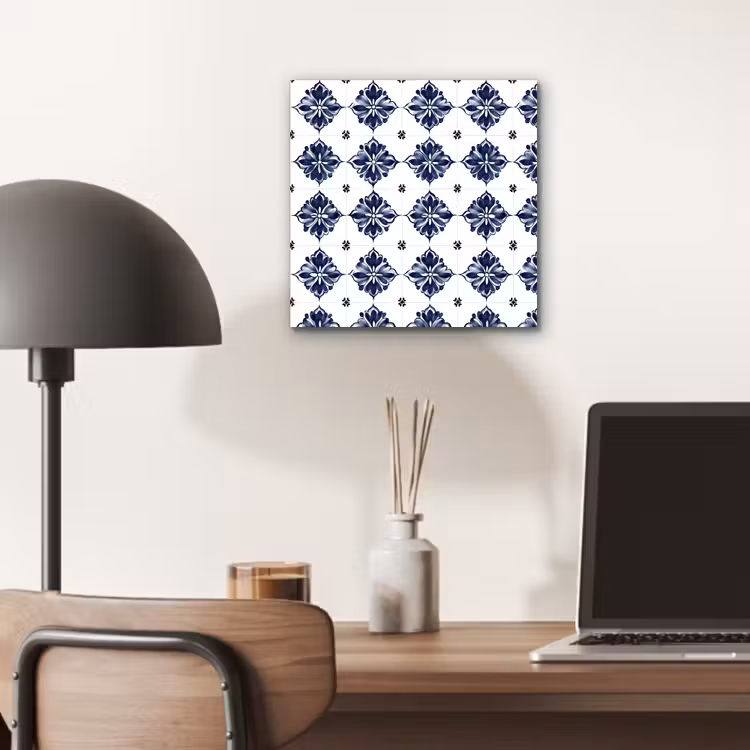 Tegelmotief - Blauw - Wit - Bloem aluminium wit klein 46 -sfeer5