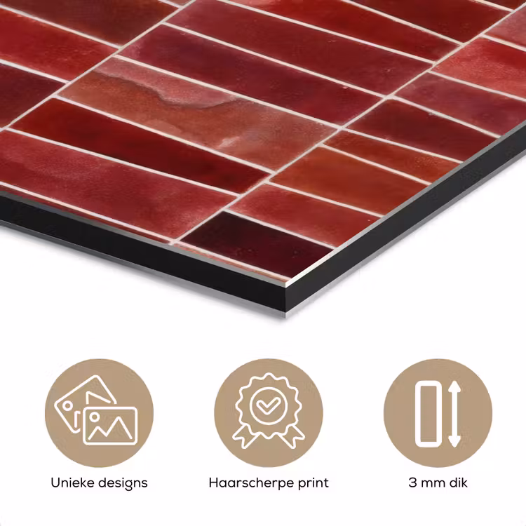 Tegels - Modern - Structuur - Dieprood aluminium wit klein 46 -closeup_NL