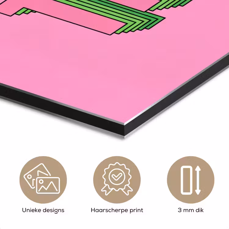 Tekst - Bold - Roze aluminium wit klein -closeup_NL
