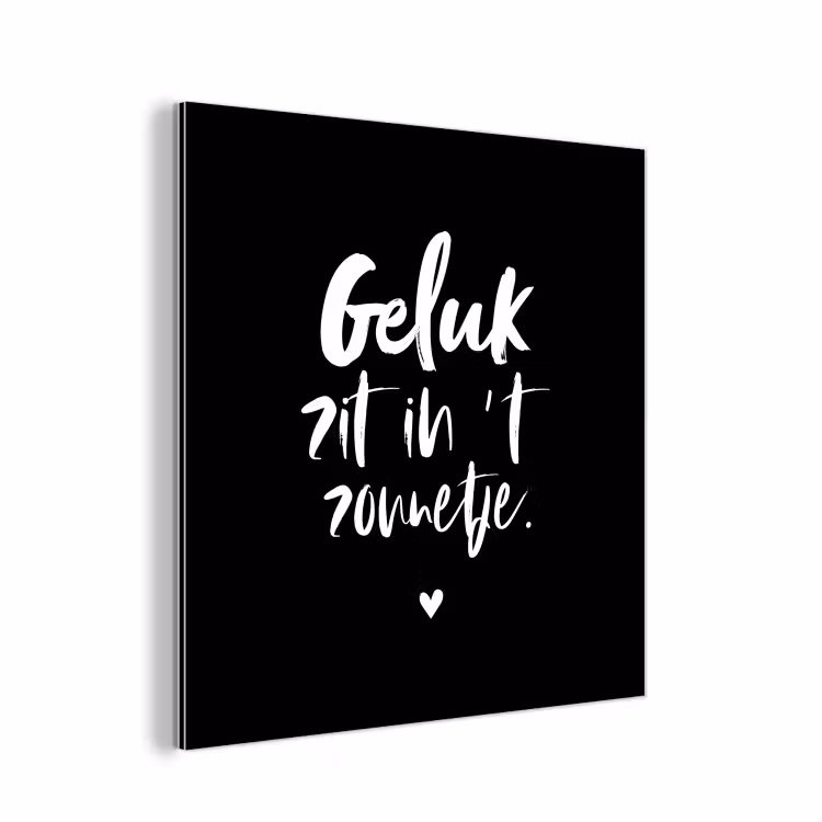 Tekst - Geluk zit in 't zonnetje - Quotes - Zomer - Zon aluminium wit klein -3d