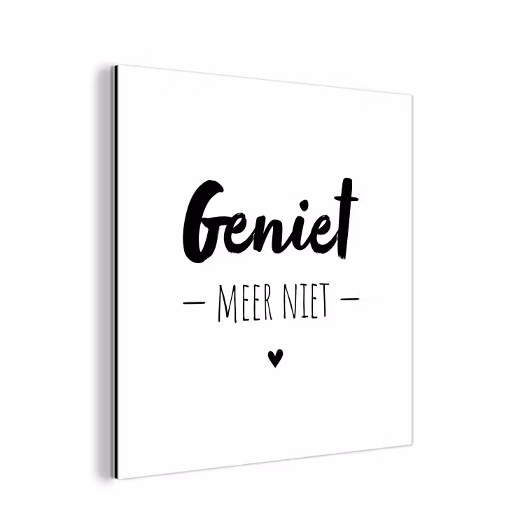 Tekst - Geniet meer niet - Genieten - Quotes aluminium wit klein -3d