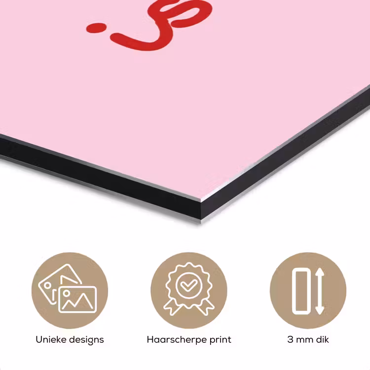 Tekst - Roze - Love - Hart aluminium wit klein -closeup_NL