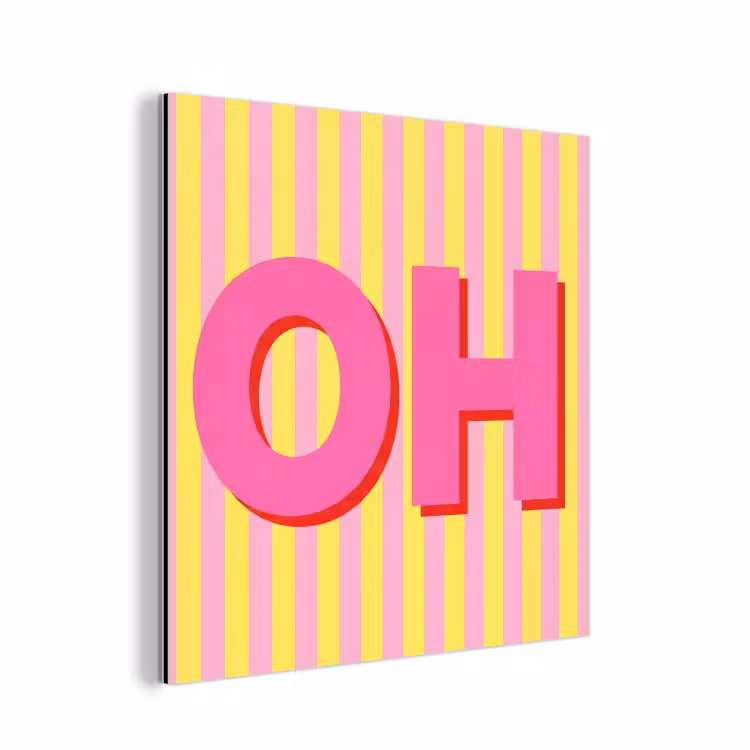 Tekst - Strepen - Roze aluminium wit klein -3d
