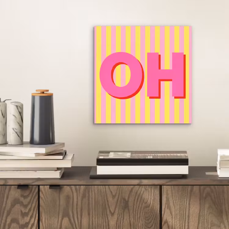 Tekst - Strepen - Roze aluminium wit klein -sfeer1