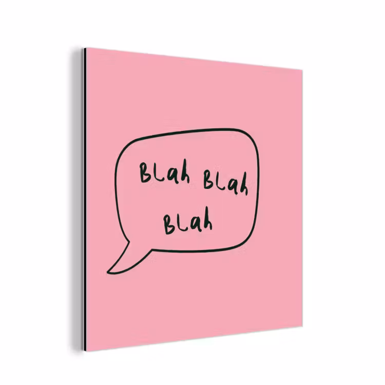 Tekstwolkje - BLAH BLAH BLAH - Roze aluminium wit klein -3d