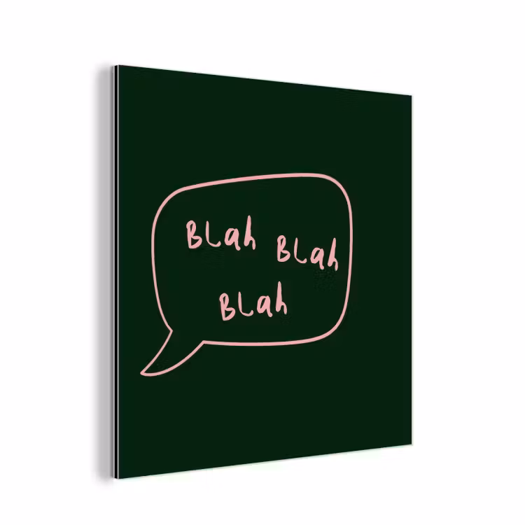 Tekstwolkje - Donkergroen - BLAH BLAH BLAH aluminium wit klein -3d