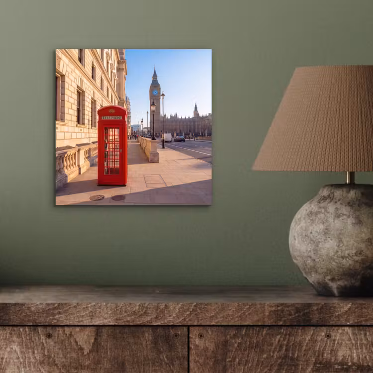 Telefooncel - Rood - Londen - Stad - Architectuur aluminium wit klein -sfeer2