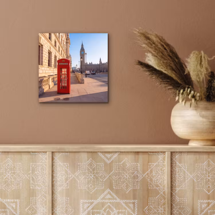 Telefooncel - Rood - Londen - Stad - Architectuur aluminium wit klein -sfeer4