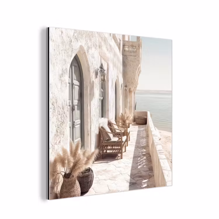 Terras - Stoelen - Strand - Beige aluminium wit klein -3d