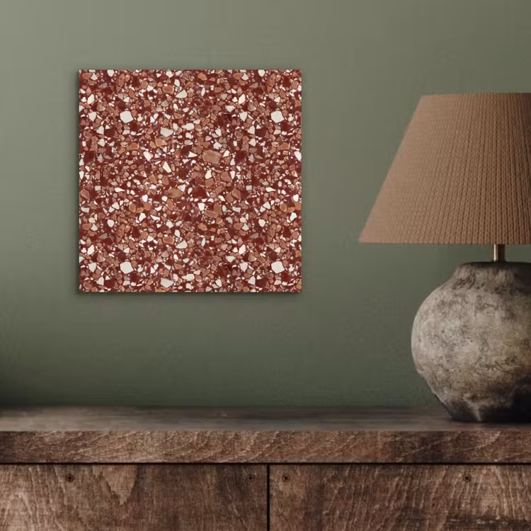 Terrazzo - Patroon - Steentextuur - Roodbruin aluminium wit klein 46 -sfeer2