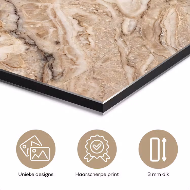 Textuur - Aders - Abstract - Modern - Beige aluminium wit klein -closeup_NL