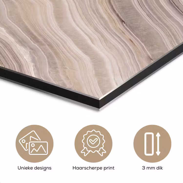 Textuur - Golvend - Abstract - Modern - Beige aluminium wit klein -closeup_NL
