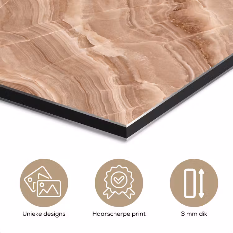 Textuur - Golvend - Abstract - Warm - Bruin aluminium wit klein -closeup_NL