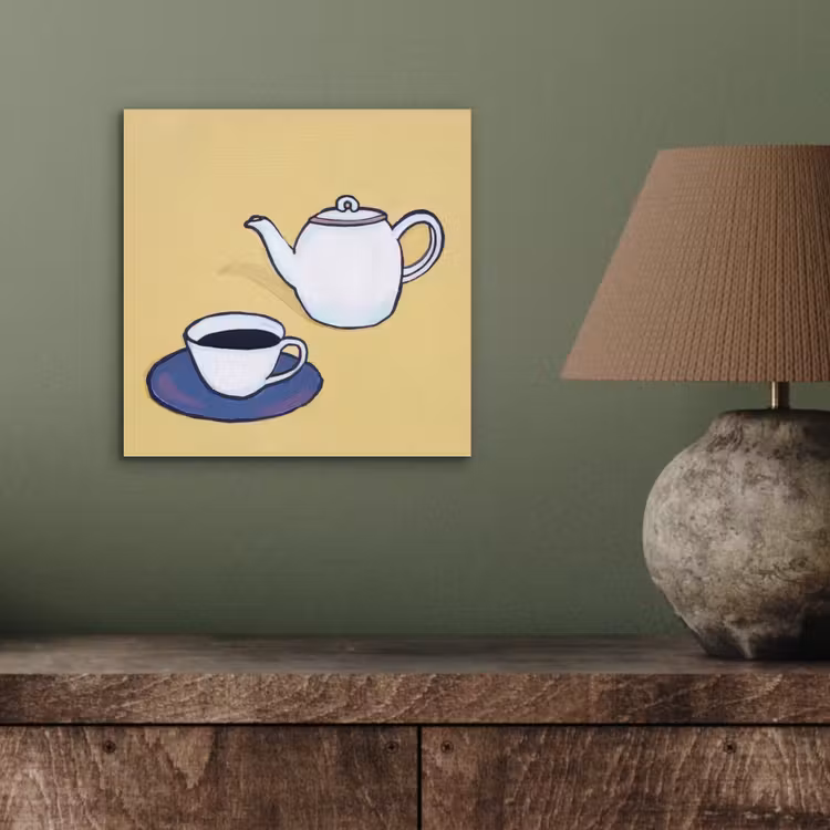 Theepot - Kopje - Beige - Illustratie aluminium wit klein -sfeer2