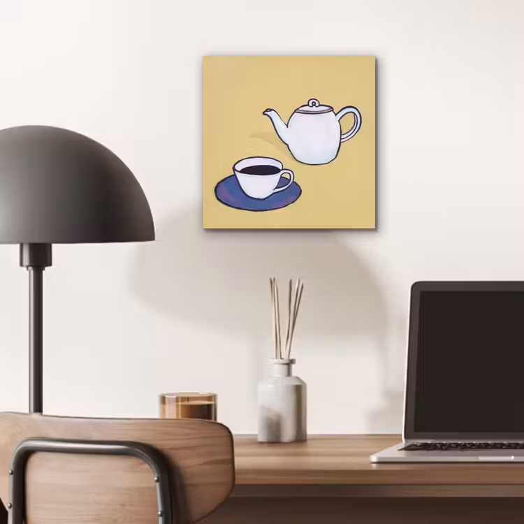 Theepot - Kopje - Beige - Illustratie aluminium wit klein -sfeer5