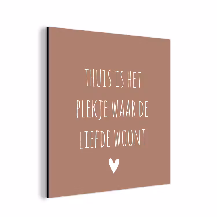 Thuis is het plekje waar de liefde woont - Quotes - Spreuken aluminium wit klein -3d