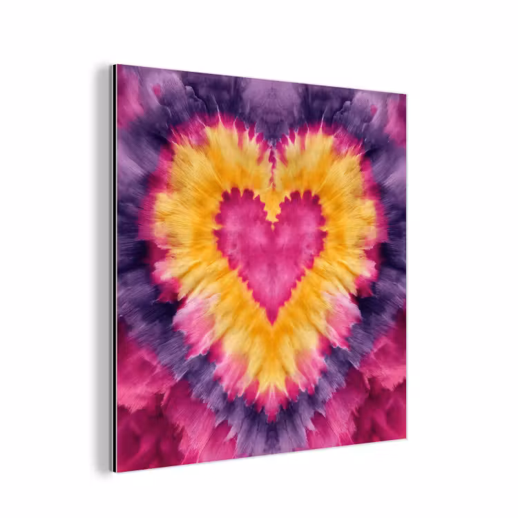 Tie dye - Hartvorm - Vlammen - Oranje aluminium wit klein -3d