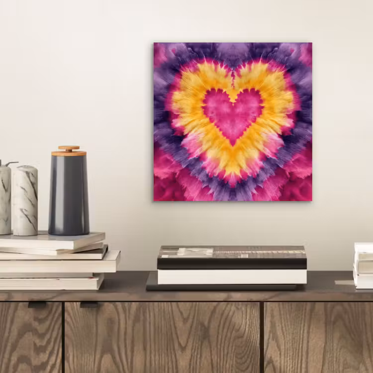 Tie dye - Hartvorm - Vlammen - Oranje aluminium wit klein -sfeer1