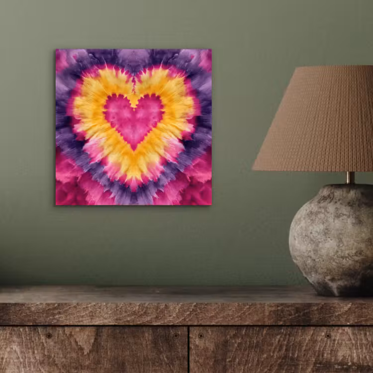Tie dye - Hartvorm - Vlammen - Oranje aluminium wit klein -sfeer2