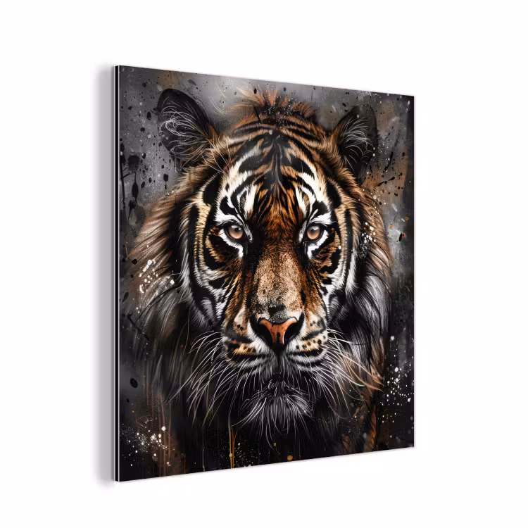 Tijger - Dieren - Portret - Luxe - Zwart aluminium wit klein -3d