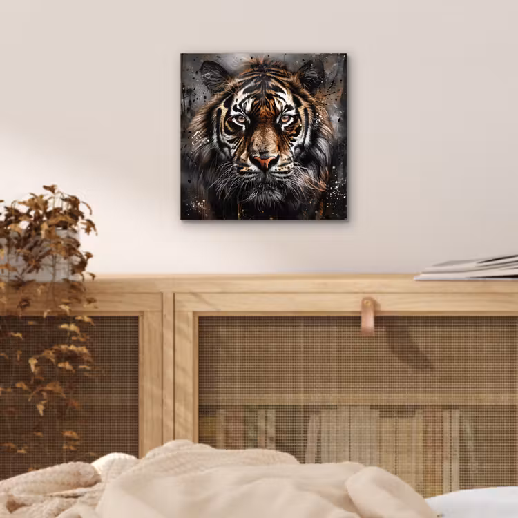 Tijger - Dieren - Portret - Luxe - Zwart aluminium wit klein -sfeer3