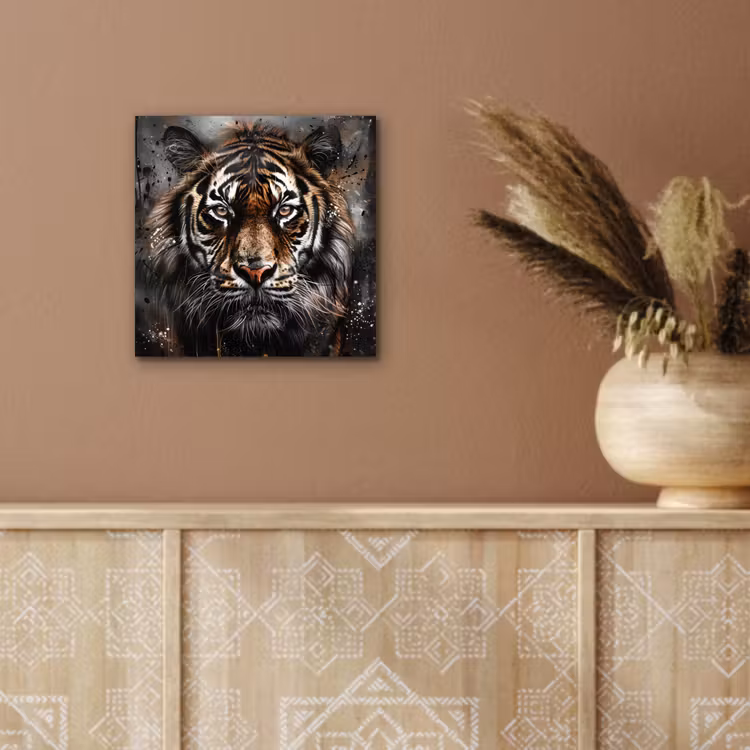 Tijger - Dieren - Portret - Luxe - Zwart aluminium wit klein -sfeer4