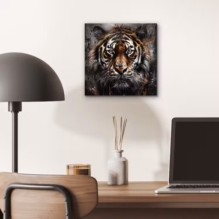 Tijger - Dieren - Portret - Luxe - Zwart aluminium wit klein -sfeer5