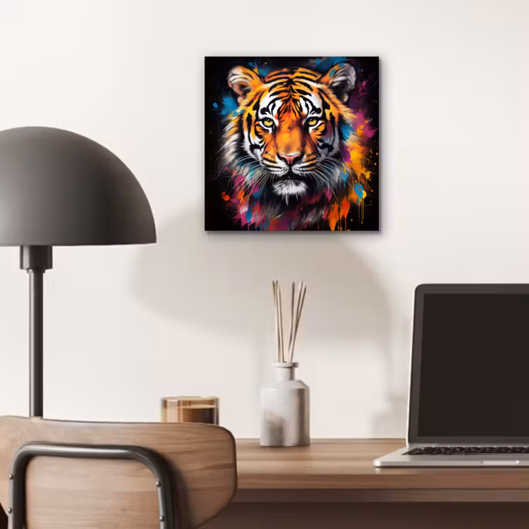 Tijger - Graffiti - Dieren - Zwart aluminium wit klein -sfeer5