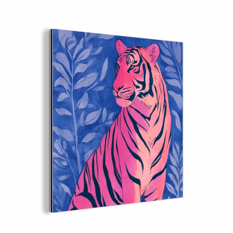Tijger - Roze - Bladeren - Jungle aluminium wit klein -3d