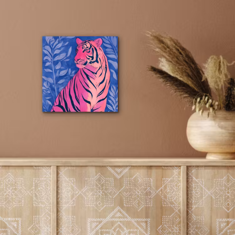 Tijger - Roze - Bladeren - Jungle aluminium wit klein -sfeer4