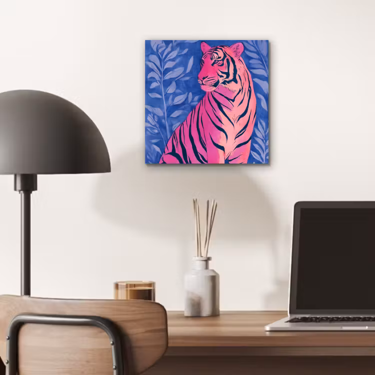 Tijger - Roze - Bladeren - Jungle aluminium wit klein -sfeer5