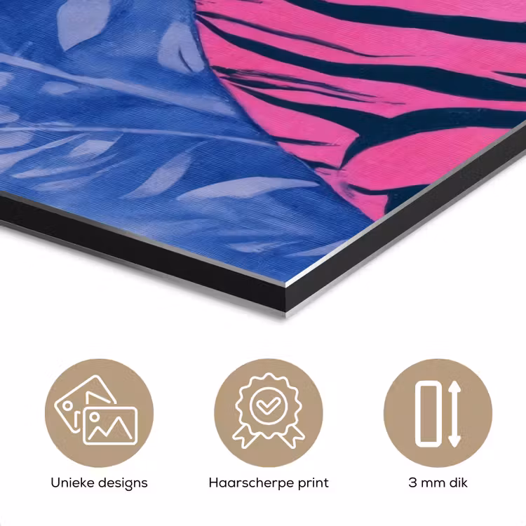 Tijger - Roze - Bladeren - Jungle aluminium wit klein -closeup_NL