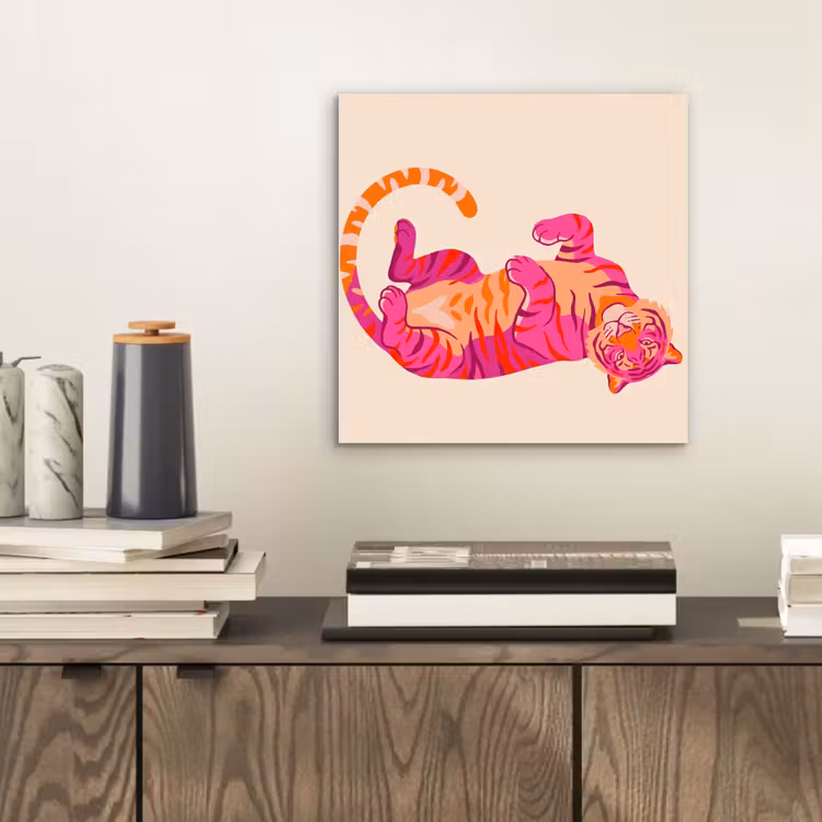 Tijger - Roze - Oranje aluminium wit klein -sfeer1
