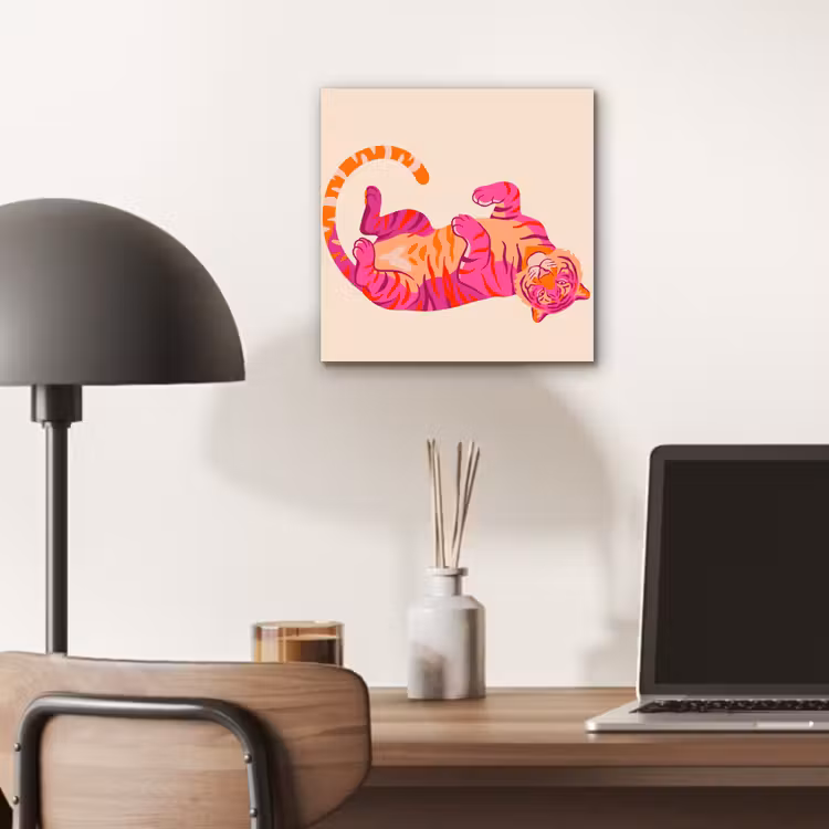 Tijger - Roze - Oranje aluminium wit klein -sfeer5