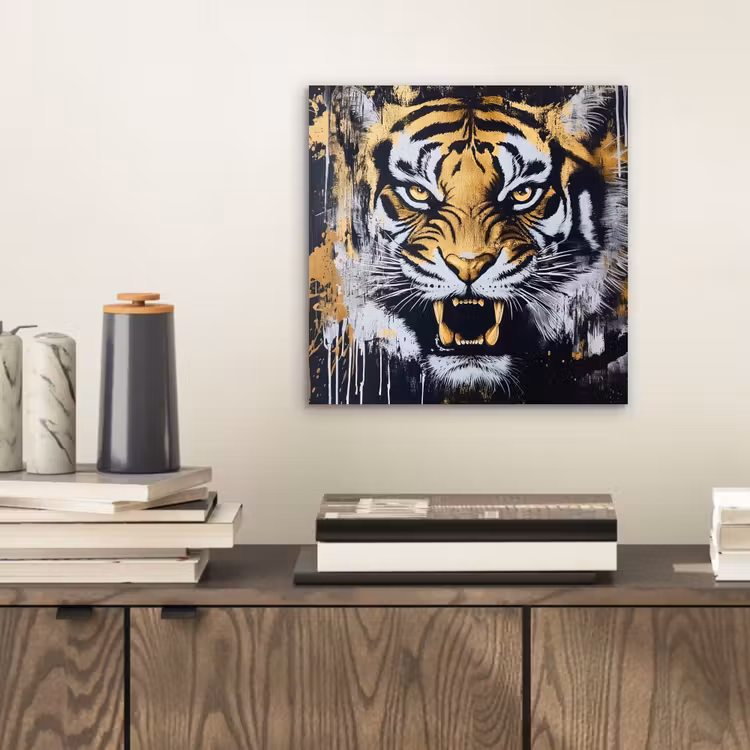 Tijger - Verfspatten - Goud aluminium wit klein -sfeer1