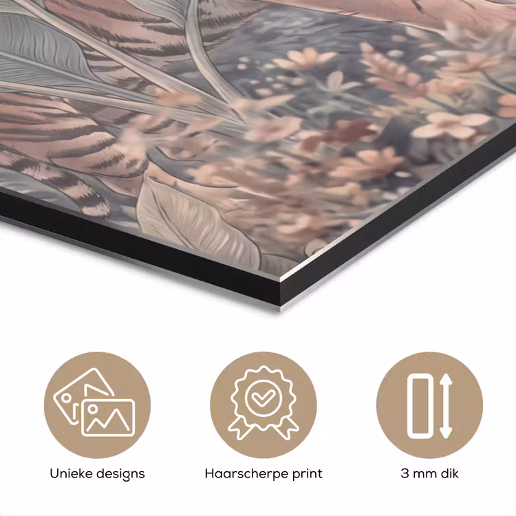 Tijger - Welp - Jungle - Illustratie - Dieren aluminium wit klein -closeup_NL