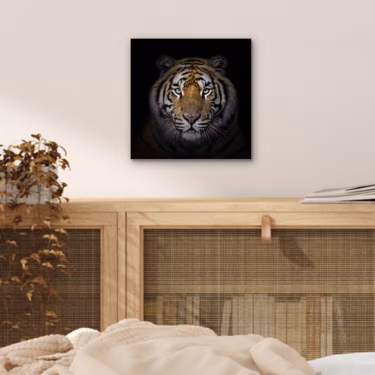 Tijger - Wilde dieren - Portret - Zwart - Dieren aluminium wit klein -sfeer3